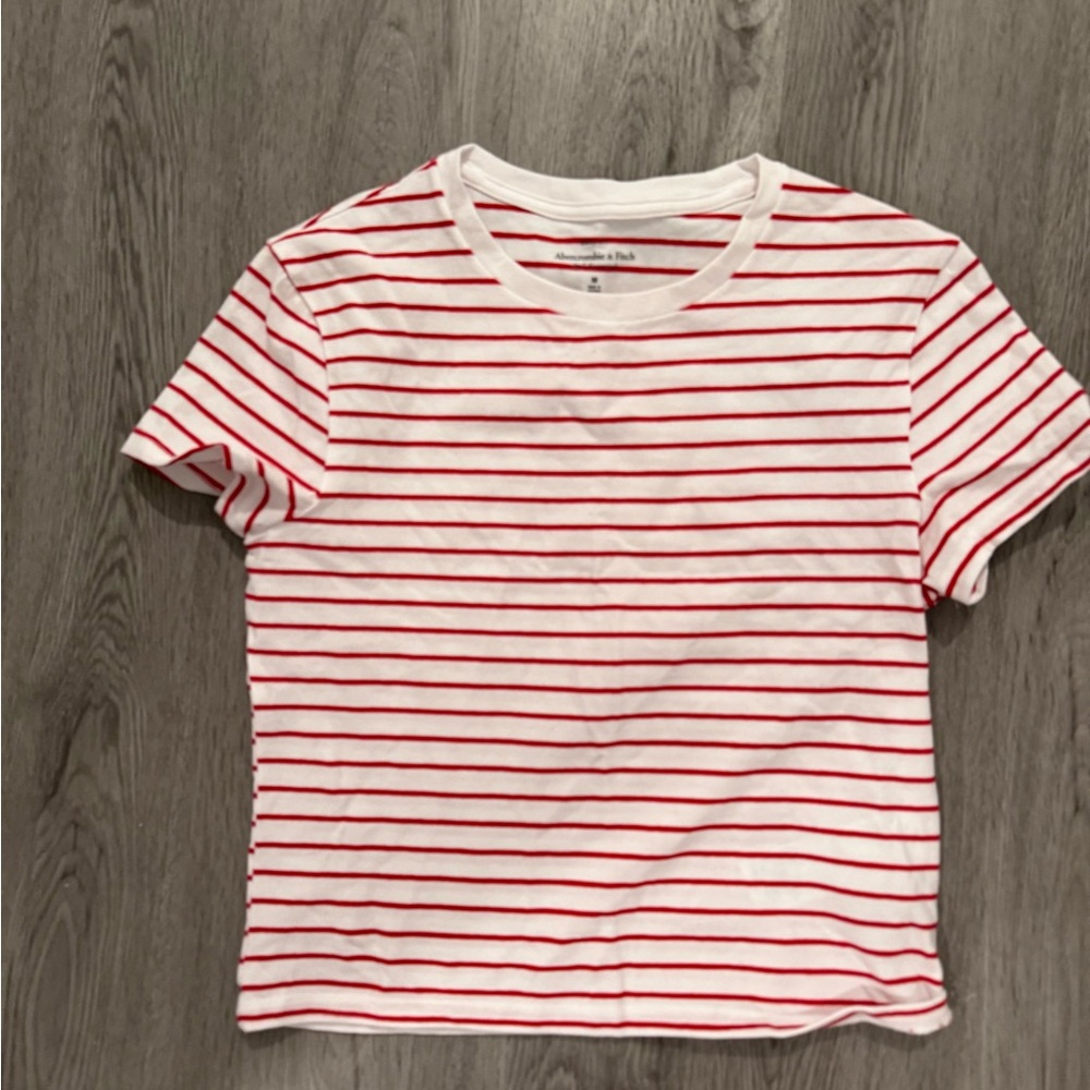 Abercrombie & Fitch Red and White Striped Tee